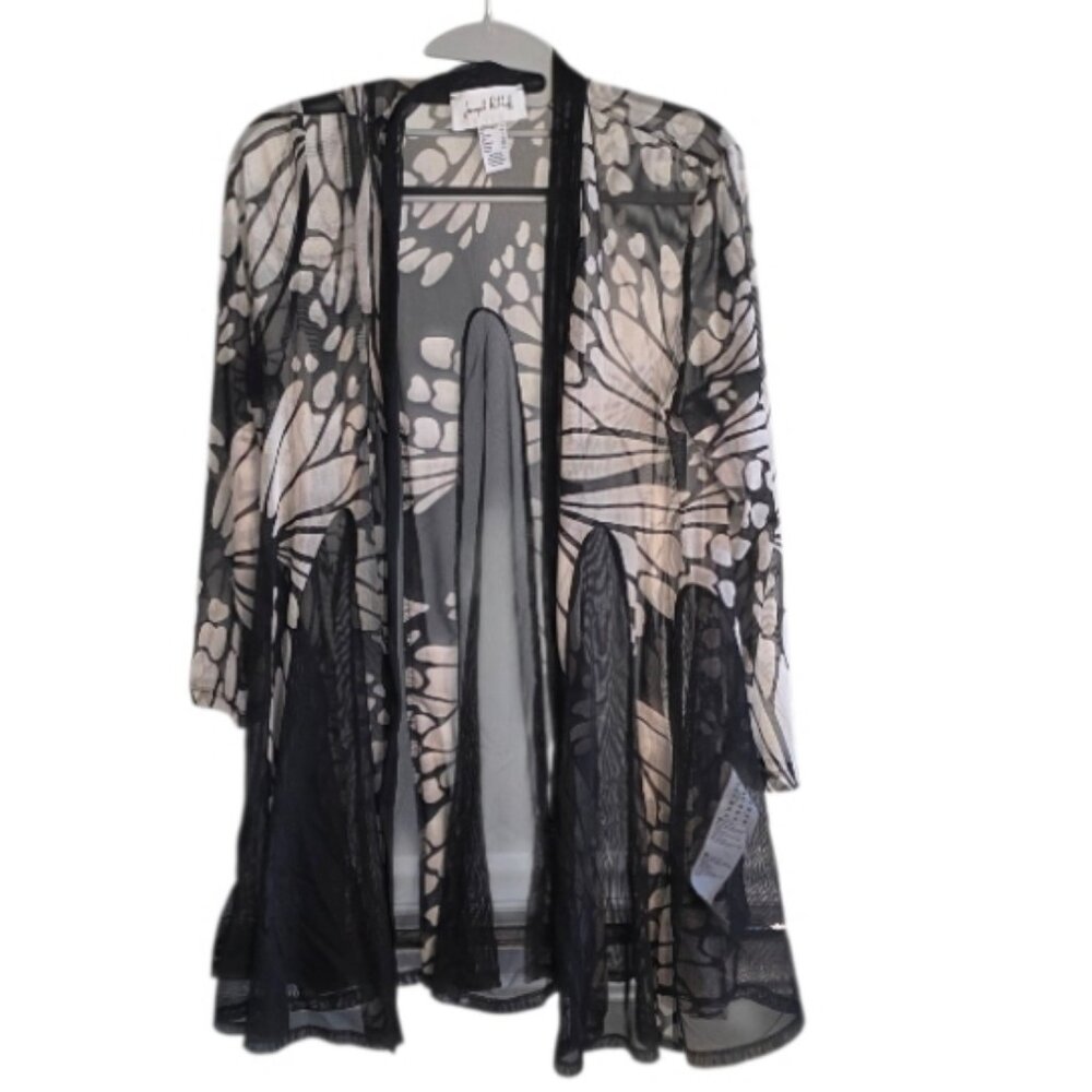 Joseph Ribkoff Butterfly Motif Black Printed Longline Shirt Cover Up 231221 Sz 8